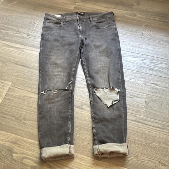 Jack & Jones | Black Charcoal Distressed Slim Fit Jeans Size 33x32 - Picture 2 of 14